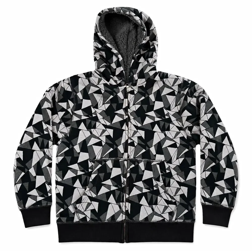 The Children's Place Boys S (5/6) Black/Gray Geometric Zip Hoodie